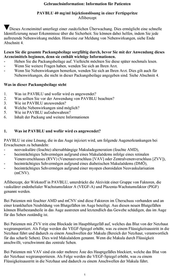 PAVBLU<sup></sup> - Gebrauchsinformation Fertigspritze