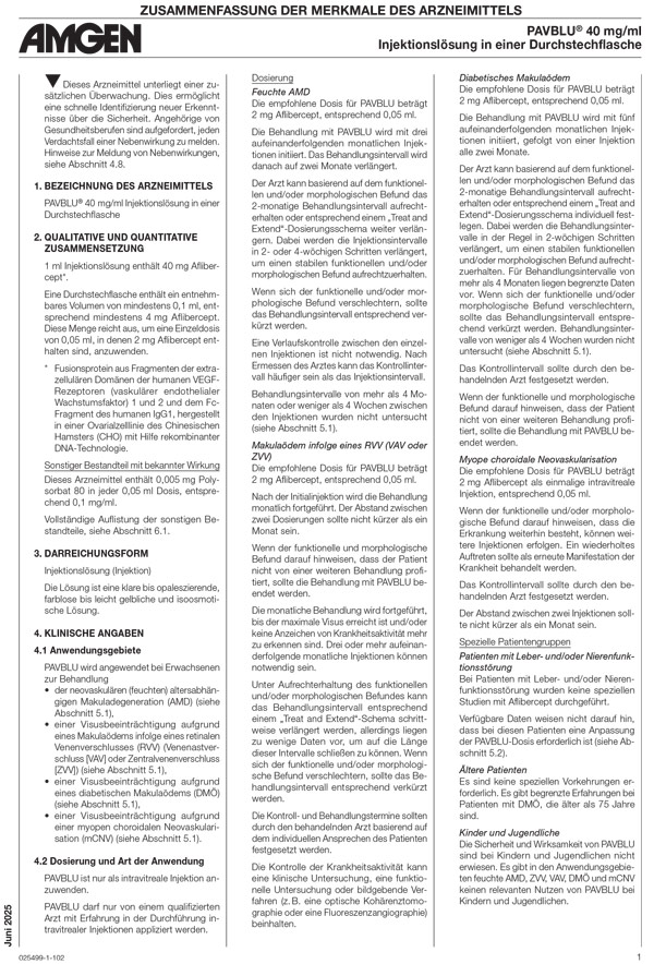 PAVBLU<sup></sup> - Fachinformation Durchstechflasche